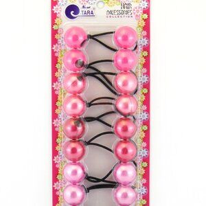 TARA TWINBEAD NO METAL 20 mm HAIR ELASTICS - PEARL PINKS - 10 PCS. (09279)